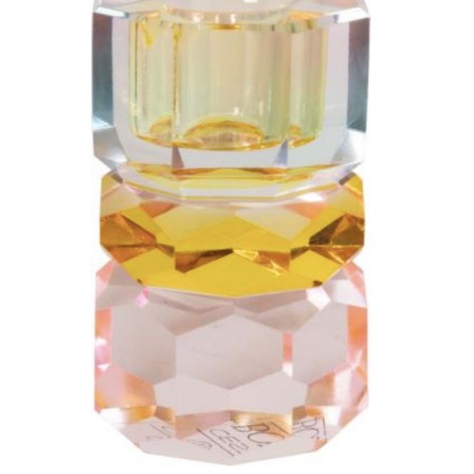 Hovedbilde Krystall lysestake peach /yellow/clear