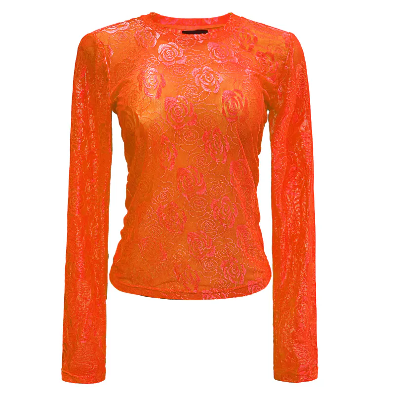 Rose ls lace blouse mandarin