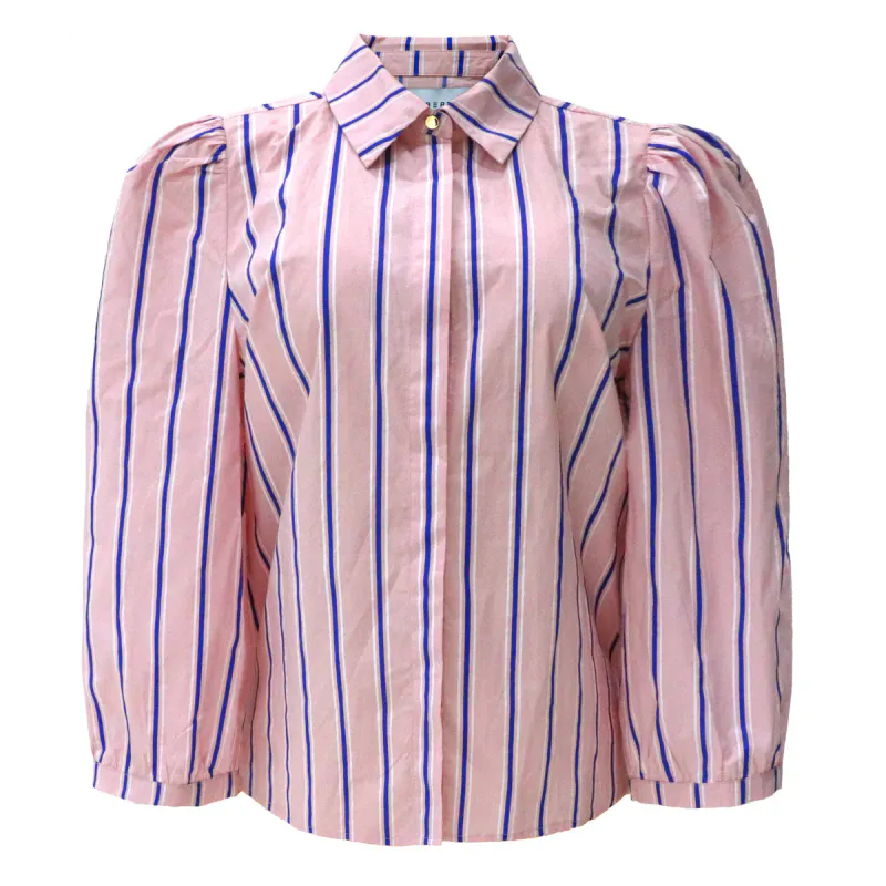 Flora blouse rose blue strip