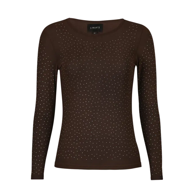 Hovedbilde Mesh top strass brown