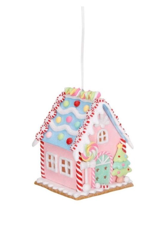 LED CLAY GINGERBR.HOUSE pink