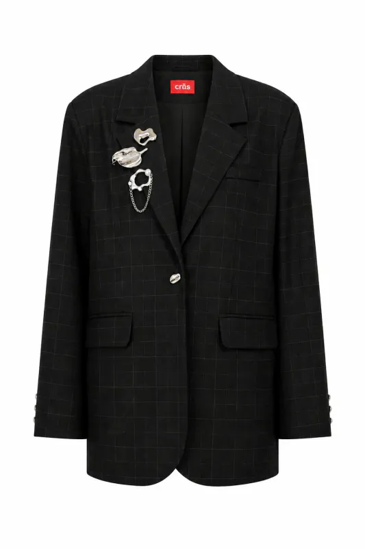 Aishacras Blazer - Dark Grey Check