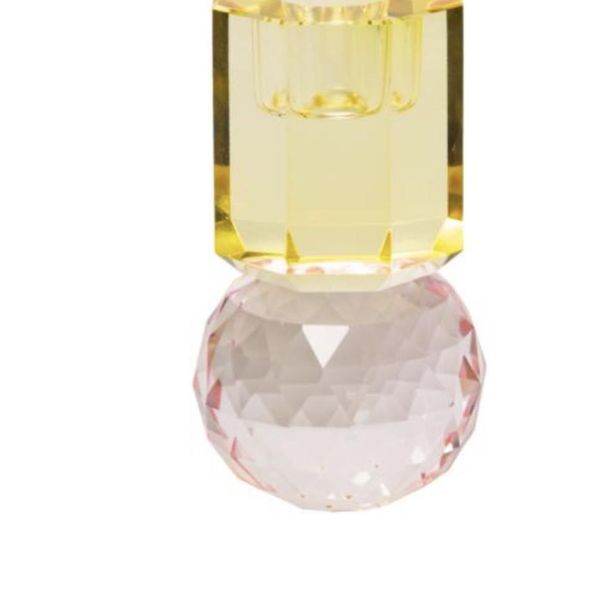 Hovedbilde Krystall lysestake light yellow/pink
